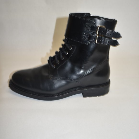 AllSaints Brigade 10 US Leather Lace Up Biker Boots Black Size 40 EU - Picture 5 of 10